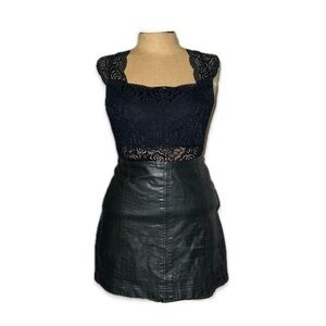 Free People Dark Green Faux Leather Skirt - Emerald Green